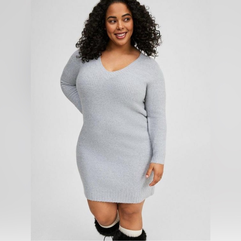 Cozy Light Gray Knit Dress